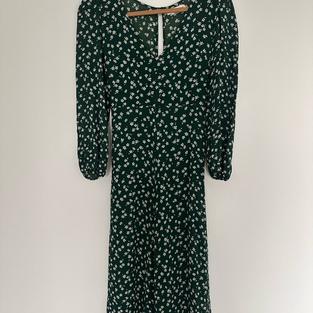 Reformation Green Puff Sleeve Sheath Dress